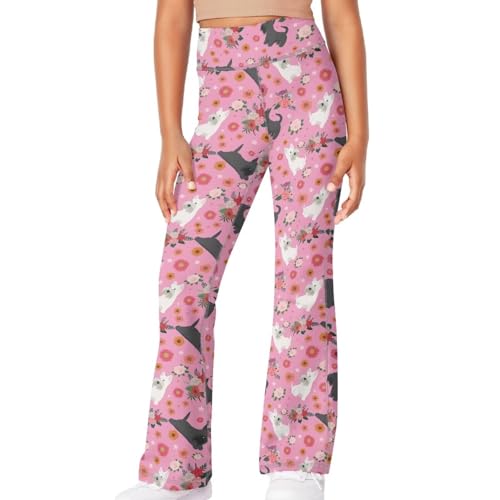 Girl's Flare Leggings High Waisted Yoga Pants Stretchy Full-Length Bootcut Pants Lightweight Tights for Kids 5-12Y