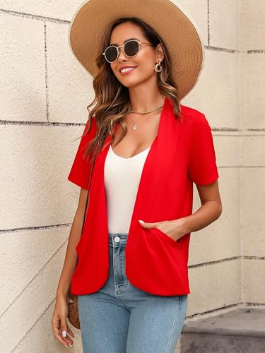 Women's Lightweight Open Front Cardigans Short Sleeve Casual Soft Summer Cardigan With Pockets S-3XL4