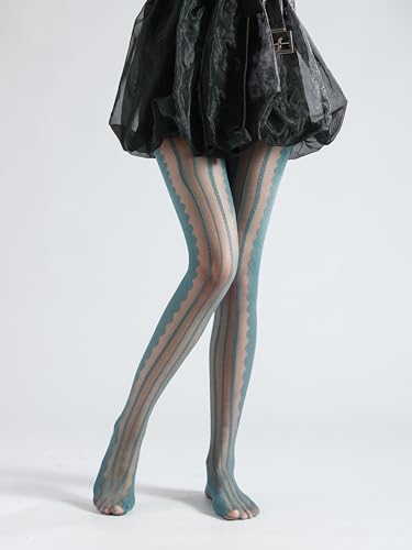 Image of Sahabowi Women Tights, Sheer High Waist Pantyhose, Vintage Control Top Stockings, Siwa7