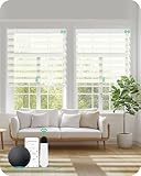 Allesin Motorized Zebra Blinds with Remote | Electric Dual Layer Light Contorl Shades, Cordless Smart Blinds for Living Room, Bedroom, Home Office (Pearl White, 34" W x 60" H)