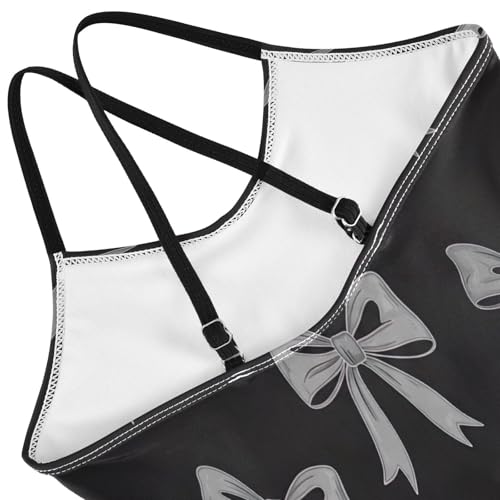 Toddler Girl Bathing Suit, Summer Beach Apparel 3-10 Y, Bows Gray Black4