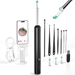 Ear Wax Removal Tool Camera, Ear Cleaner with Camera, Ear Wax Removal Kit with 1296P Camera, Ear Cleaning Kit, Ear Camera Otoscope with Light for iPhone, iPad, Android Phones - Black
