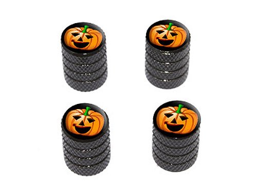 GRAPHICS & MORE Jack-o-Lantern - Pumpkin - Halloween - Tire Rim Wheel Valve Stem Caps - Black