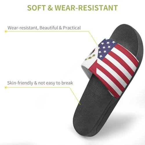 Mexico & U.S. Flag House Sandals Non-Slip Bathroom Slippers Beach Summer Shoes for Men Women3