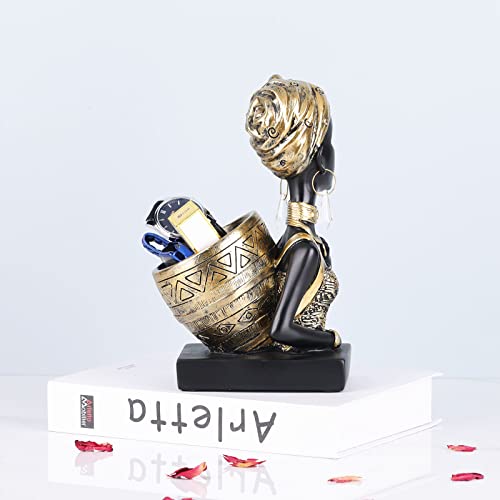 Lccck African Wall Art Statue, Resin African Figurines Home Decor Accent, Gold African Art Sculptures, For Shelf Bookshelf Table Desk Mantle Living Room Decor Accents #TOP5