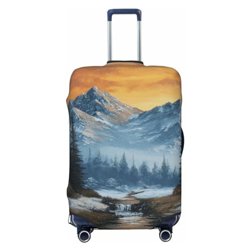 Mountains And Forests With A Sunset Elastic Travel Luggage Covers Dustproof Scratch-Resistant Suitcase Protector Fit 22-24 Inch