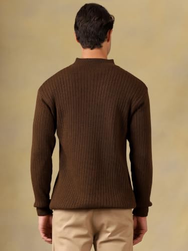 Image of Kvetoo Men High Neck Zipper Full Sleeve Woolen Winter Sweater