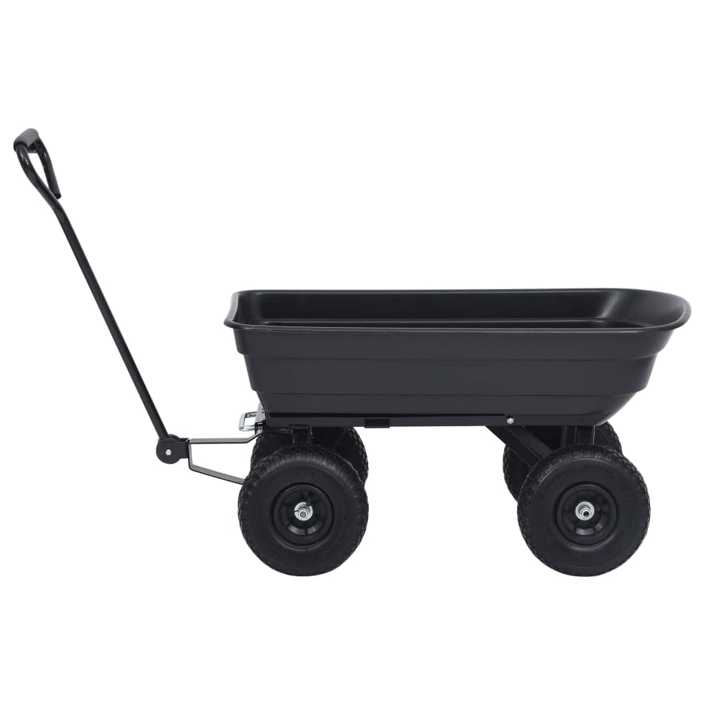 Generic Garten-Kipp-Handwagen, 300 Kg, 75 L, Grün, Langlebig, Einfach zu Montieren, PU-Gummiräder, für Gartenarbeiten, Lagerung und Entladen von Vorräten (Schwarz)
