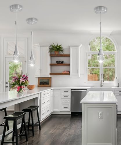 ykolupty Modern Pendant Lights for Kitchen Island Silver Raindrop Crystal Hanging Light Fxitures...