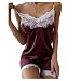 SamMoSon Sexy Satin Pigiama Donna Due Pezzi, Pizzo V-Collo Elegente Canotta Tops con Pantaloncini, Comodo Pigiama Estivo