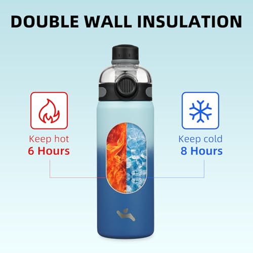 Image of Konokyo 24 oz Insulated Stainless Steel Water Bottle with Straw Lid