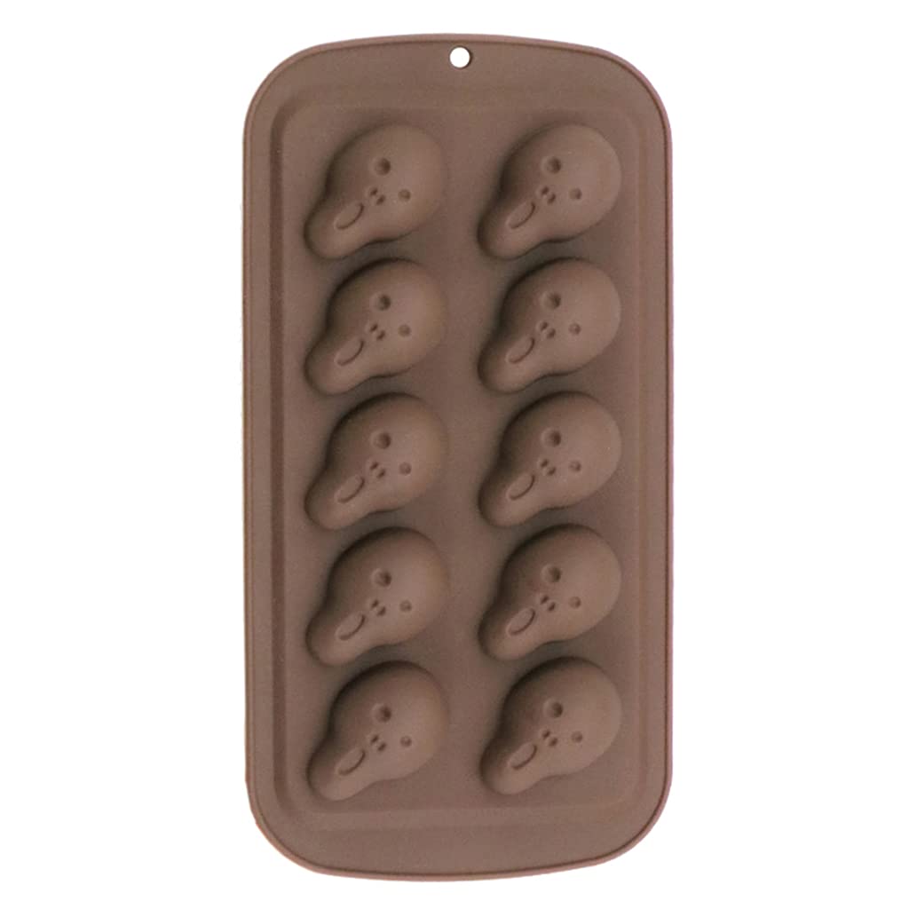 Kalttoy Brown Skull Cookie Environmentally Cartoon Press Food-Grade Silicone Baking Utensils Easy Safe Fondant Cake Mold Sugarcraft Mold