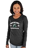 Blue 84 Women's Michigan State Spartans Long Sleeve T Shirt Tri-Blend Mascot, Michigan State Spartans Black, X-Large