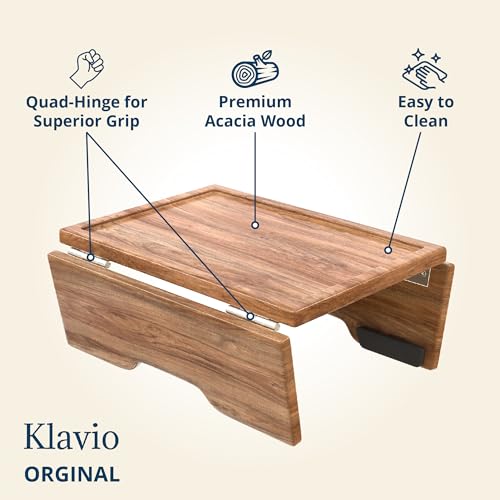 Sofa Armrest Tray – Acacia | Couch Arm Table - Clip-On Couch Desk Sofa Arm Tray - Dark Honey - Thumbnail 4