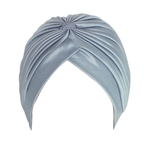 DZT1968(TM) Women Beautiful Hairband Turban Ear Cap Beauty Big Satin Bonnet (Gray)