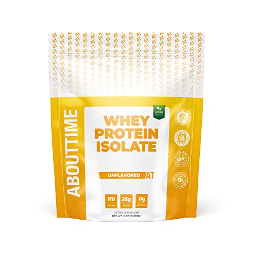 Image of About Time Unflavored Whey Protein Isolate Powder 26g, Natural Ingredients, Non-GMO, Gluten-Free, Lactose-Free, No Artificial Sweeteners, Low Carb, 32 Servings