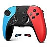 AceGamer Wireless Controller für Switch/Switch Lite/Switch OLED mit Weckfunktion mit einer Taste/Doppel vibration/programmierbare Taste/Hall Joystick (blau und rot)