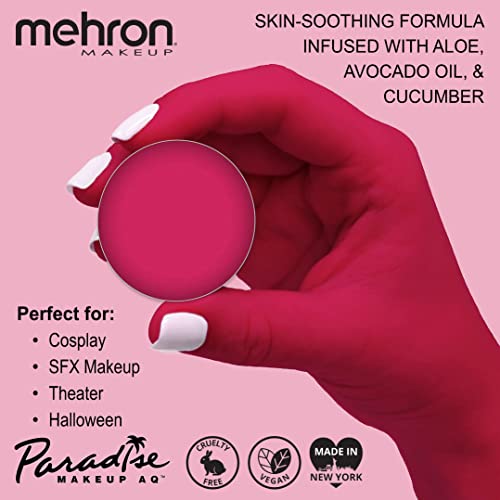 Image of Mehron Makeup Paradise Makeup AQ Refill Size | Stage & Screen Performance, Face & Body Painting, Beauty, Cosplay, and Halloween | Water Activated Face Paint, Body Paint .25 oz (7 ml) (DARK PINK)
