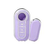 HIBEYO TPU Key Fob Cover for Fiat 500 Linea 3 Button Filping Smart Remote Auto Key Shell for Fiat Ducato 500 500L Panda Grande Punto Lancia Musa Accessories Key Shell Cover Protector-Purple