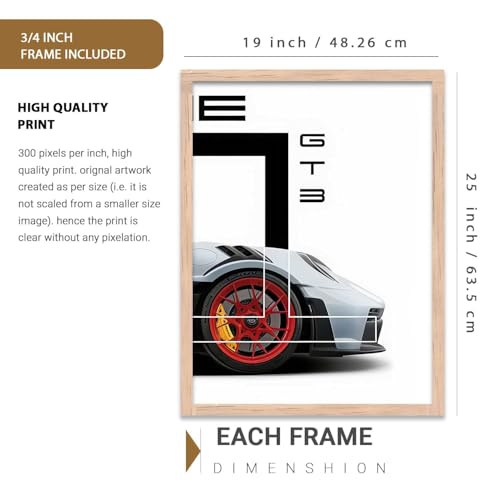 Image of HOTHOUSE Big Porsche Cars Framed Posters Gift Items for Boys Room Wall Decoration Bedroom Living Room Office Studio Decor | Car Poster Frame for Wall Decor Set Of 3 Size (19 X 25 inch)