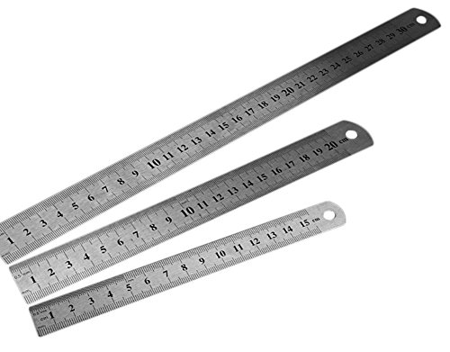 3Pcs Da.Wa Steel Ruler for Measuring Tools 150mm-300mm Scale Heavy Steel Ruler Metal Ruler with Conversion Table
