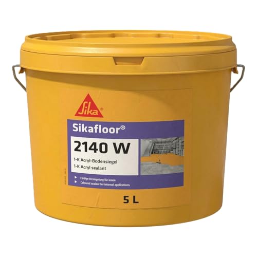 Sika – Sikafloor-2140 W – Bodenbeschichtung zur Versiegelung von Keller-, Lager- und Gewerberäumen – Betongrau – Hochdeckend, strapazierfähig, wasserverdünnbar – Seidenmatter Glanz – 5L Eimer