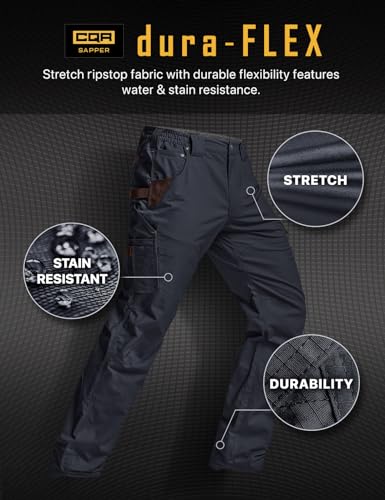 Image of CQR Men's Quick Dry Work Pants, Water Resistant Outdoor Tactical Pants, Lightweight Stretch Cargo Hiking Pants