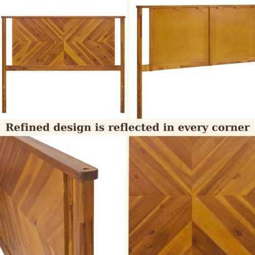 Bme Vivian Queen Headboard Only, Rustic & Scandinavian Style With Solid Acacia Wood, Easy Assembly, Rustic Golden Brown #TOP6