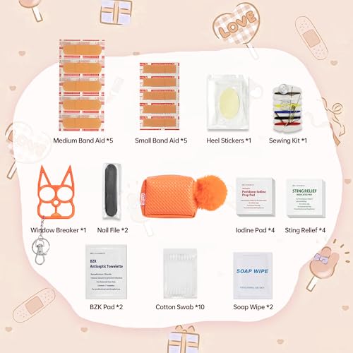 Image of Kitgo Mini First Aid Emergency Clutch Kit -Mother Day Gift Compact Safety Pouch Party Bag with 27 Essential Items for Girl Lady Mother Wife Nurse for Girl Lady Mother Wife Nurse