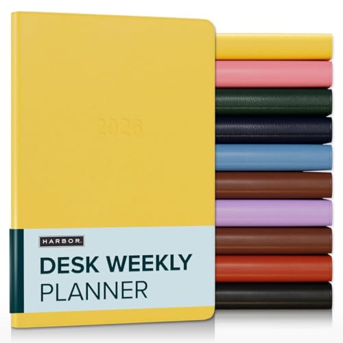 Harbor Desk Weekly Monthly Planner 2025-2026 - Calendar Planner and Notebook, Durable Faux Leather, 192 Pages, Softcover & Book Bound - Key West Sundance - 8x5.5"