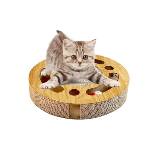 WJnflQN Tablero rascador para Gatos con Bola, rascador para Gatos con Bola | Plato Giratorio de Juguete rascador para Gatos - Gatito de Papel Corrugado Que rasca el Tablero para los sacapuntas de