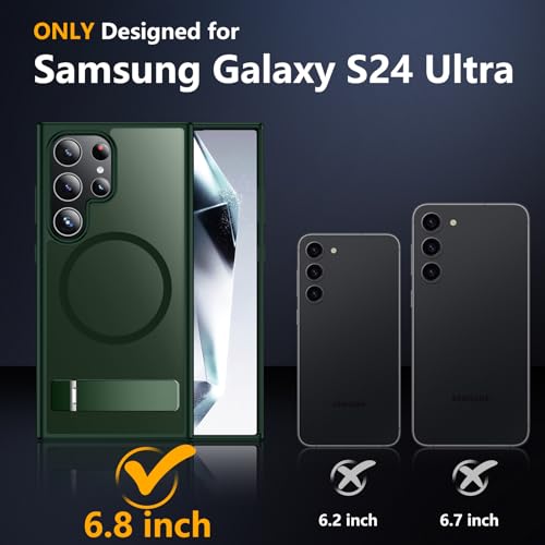 Image of SPIDERCASE Magnetic for Samsung Galaxy S24 Ultra Case, [3 Stand Ways][ Military Grade Drop Protection] with Invisible Stand Shockproof Slim Case for S24 Ultra 5G,Green
