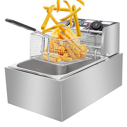 EH81 2500W MAX 110V 6.3QT/6L Stainless Steel Single Cylinder Electric Fryer US Plug