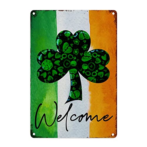Panneau en aluminium trèfles irlandais vert 45,7x30,5 cm pour déco extérieur