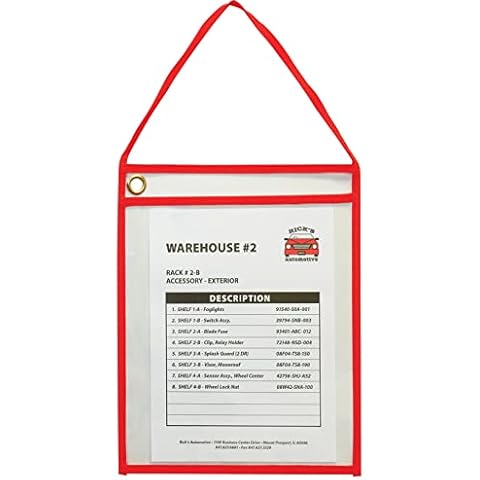 C-Line Shop Ticket Holders with Hanging Straps, Stitched, Red, Both Sides Clear, 9" X 12", Box of 15 (41924) Cover