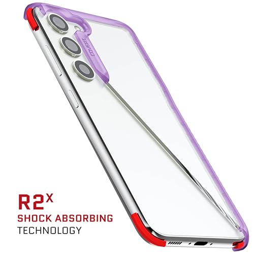 Image of Ghostek Covert Clear Galaxy S23 Phone Case with Military Grade Shockproof Protection, Non-Slip Grip, Protective Silicone Cover Designed for 2023 Samsung S23 (6.1 inch) (Purple)