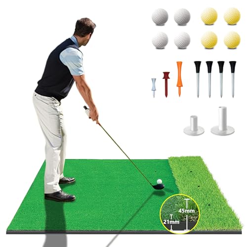 Premium Dual-Turf Golf Mats Practice Outdoor Indoor, 5x4 ft Golf Hitting Mat, Golf Training Swing Chipping Mat, Golf Practice Mat Gifts for Men Boy