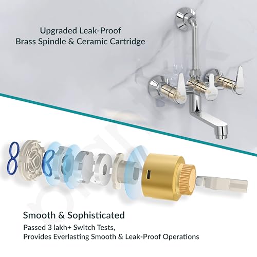 Image of Plantex Wall Mixer for Bathroom 2 in 1 with L-Bend Connector for Overhead Shower /Tap Mixer /Water Saving Nozzle Tap - 7 Year Manufacturer's Warranty (LEA-718-Chrome)