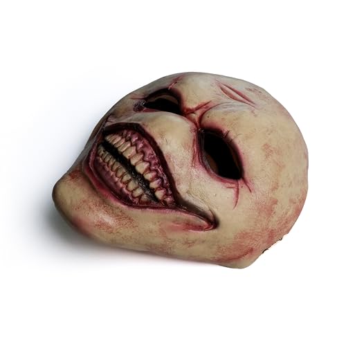 Wellinology Noseless smiling demon halloween mask,Creepy Latex realistic scary mask