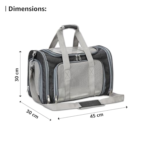 Amazon Basics Soft-Sided Mesh Pet Carrier, Large, Dark Grey - Image 7