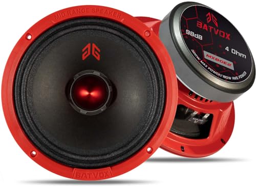 Image of MX80E2 Loudspeaker 8 Inch Midrange 640 Watts 4 Ohms Red Bullet, Premium Quality Audio Door Speakers for Car or Truck Stereo Sound System, Red (2 Speakers)