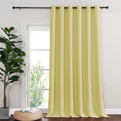 NICETOWN Blackout Sliding Glass Door Curtains, Room Darkening Thermal Insulated Curtains for Living Room Bedroom, Extra Wide Window Drapes, 1 Panel, W80 x L118, Paler Yellow