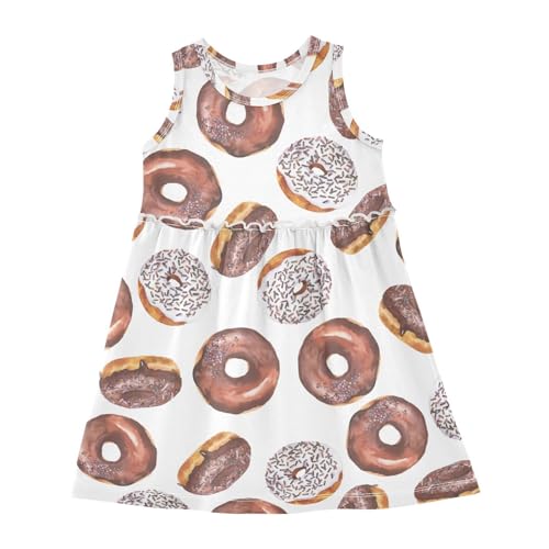 Chocolate Donuts Girls' Dresses Toddler Summer Dress Sleeveless Dresses for Girls Cotton Sundress 2-8Y