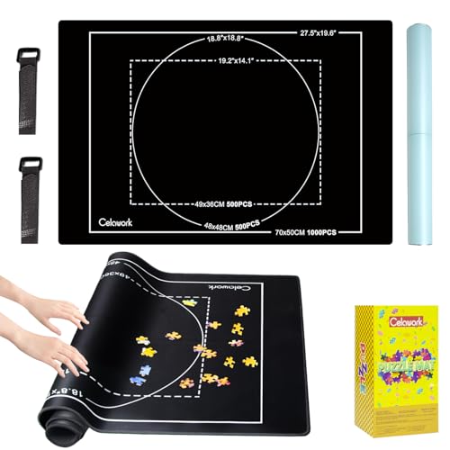 Celawork rubber Jigsaw Mat 1000 Pieces jigsaw mats roll 1000 pieces | suitable for 1000 500 puzzle | Works with Jigsaw Board