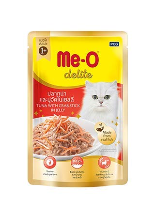 Fins Fur and Feathers Me-O Delite Wet Food for Adult Cat (Tuna with Crab Stick in Jelly)