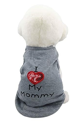 Small Dog Clothes XXS Puppy Dogs Shirt I Love My Mom Mommy Dad Daddy Dog T Shirts for Small Dogs