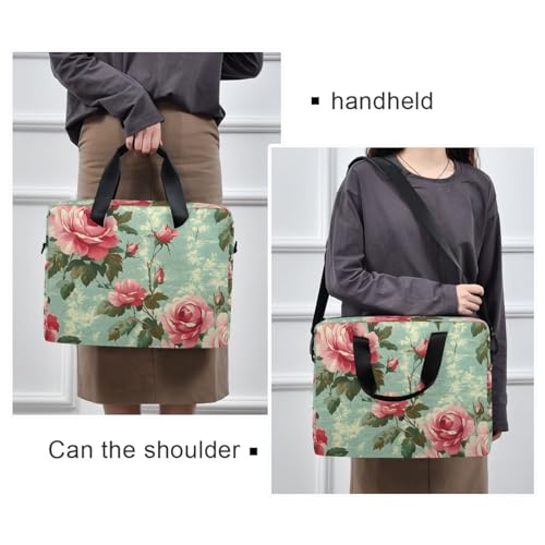 Maletín para portátil con estampado floral rojo, 13-15.6 pulg miniatura 2