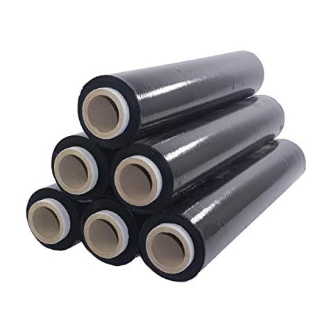 6x schwarze Stretchfolie 23my 500 mm 2,5 kg Palettenfolie schwarz Wickelfolie PE-Handstretchfolie Cast-Film schwarz Strech-Folie Packfolie Verpackungsfolie Umzugsfolie Plastikfolie Stretch Film Cover