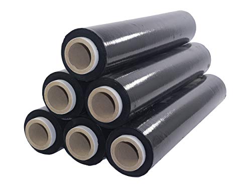 Netuno 6x rollo de film estirable negro 2,5 kg peso ancho 50 cm espesor 23 µm lámina elástica película de polietileno...