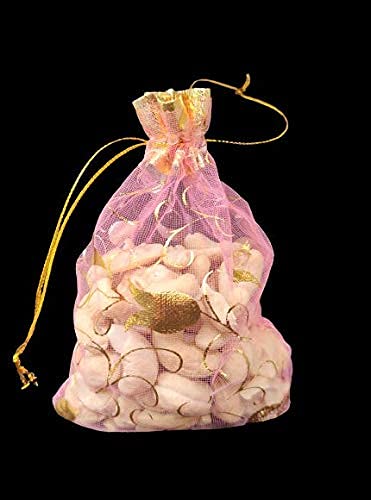 3A FEATURETAIL Bolsa de tela de red con cordón para embalaje de frutas secas, organza Shagun Potli, bolsas para devolver regalos, bolsas para joyas (paquete de 20, 16 cm x 13 cm, dorado)